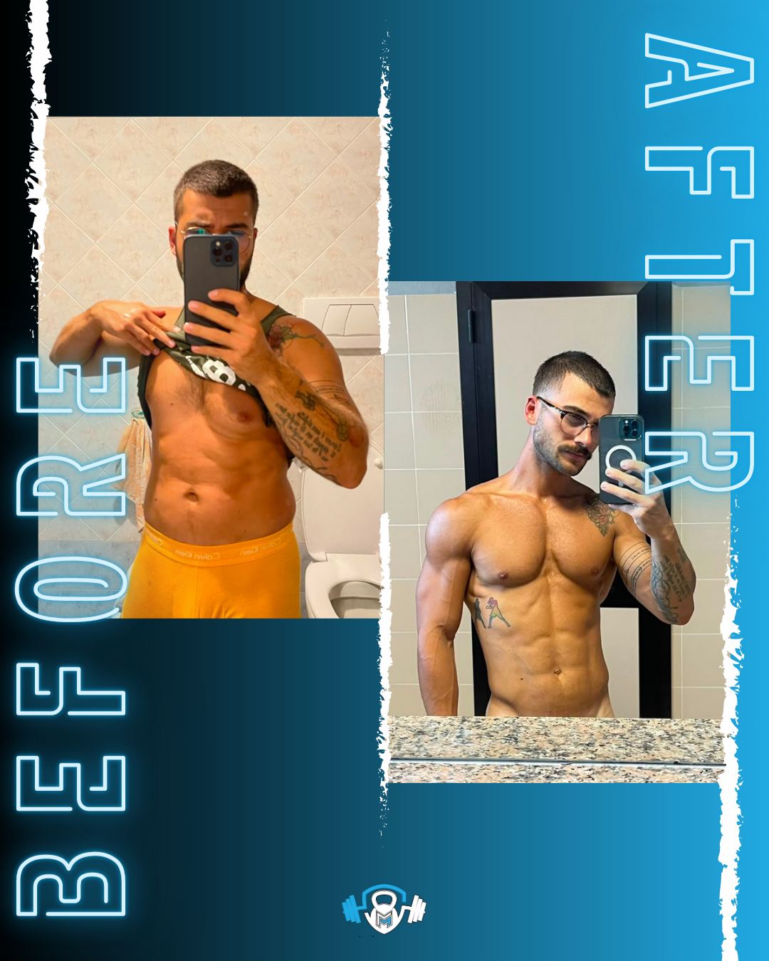 Trasformazione prima e dopo di un cliente Gymmemore